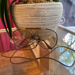 Ray Ban Vintage Brown Leather Wrapped Aviators